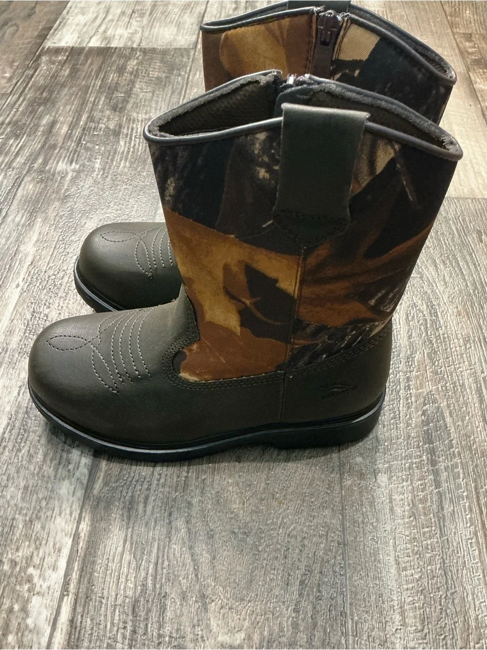 Deer Stags Brown and Dark Brown Kids Western Work Boot Size 1